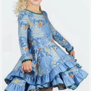Matilda Jane Neck of the Woods Twirl Dress 4T forest deer woodland ruffled hem